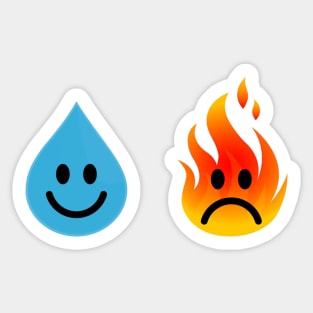 Water N Fire smile and sad Sticker